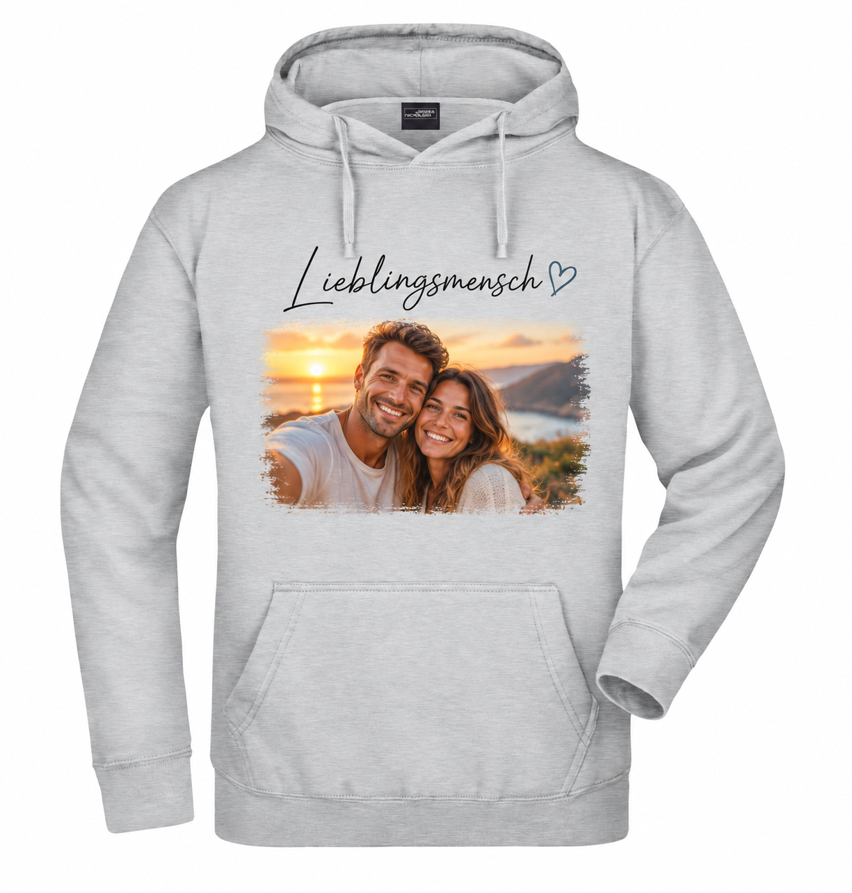 Klassischer Hoodie mit Lieblingsmensch-Motiv – Gestaltungsbeispiel